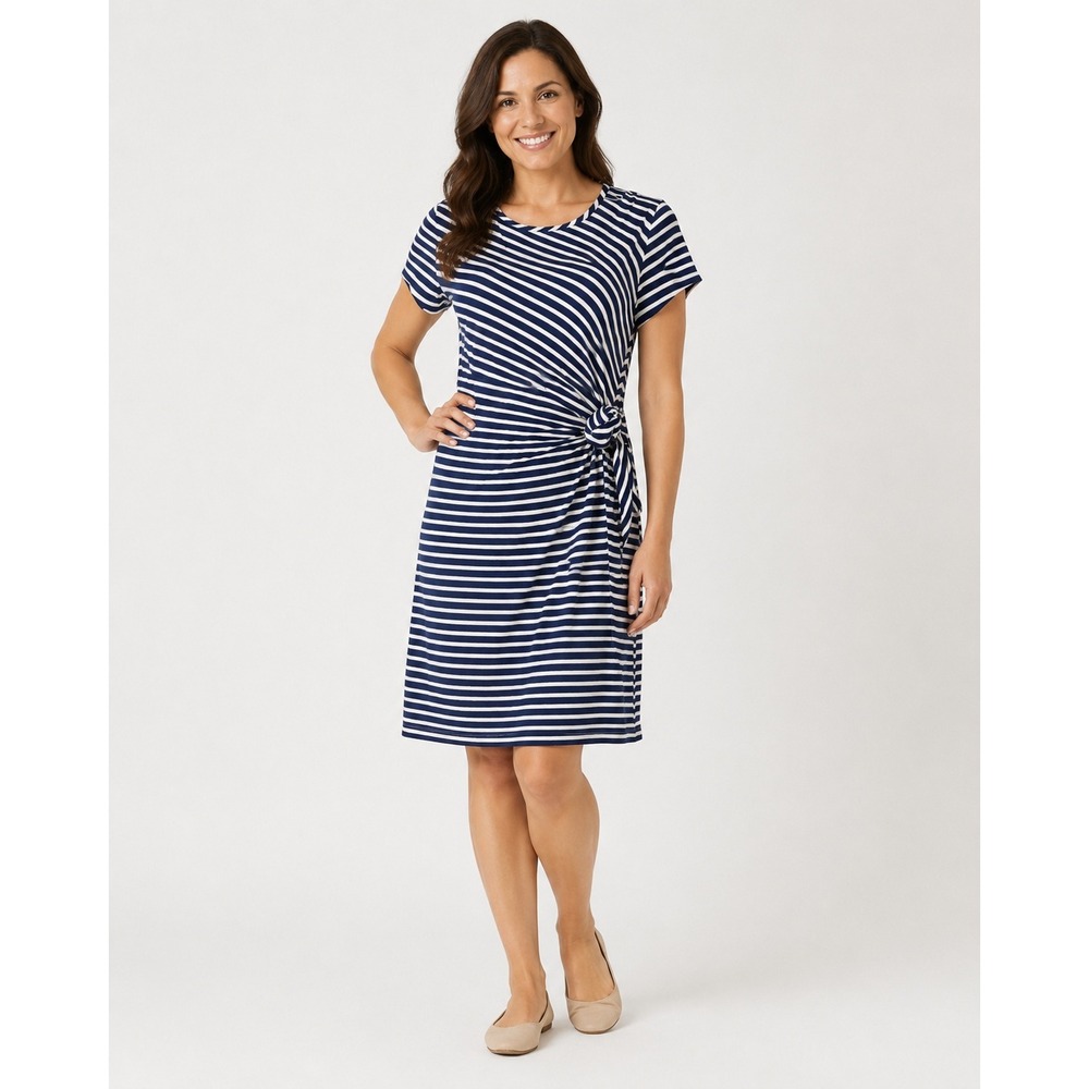 J. McLaughlin Catalina Cloth Elora Bangle Striped Navy Dress Small Resortwear
